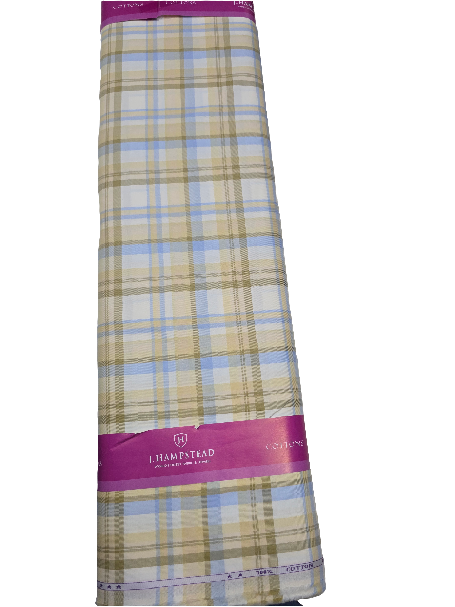 J.hampstead Men’s Giza Cotton Checks Unstitched Shirt Fabric