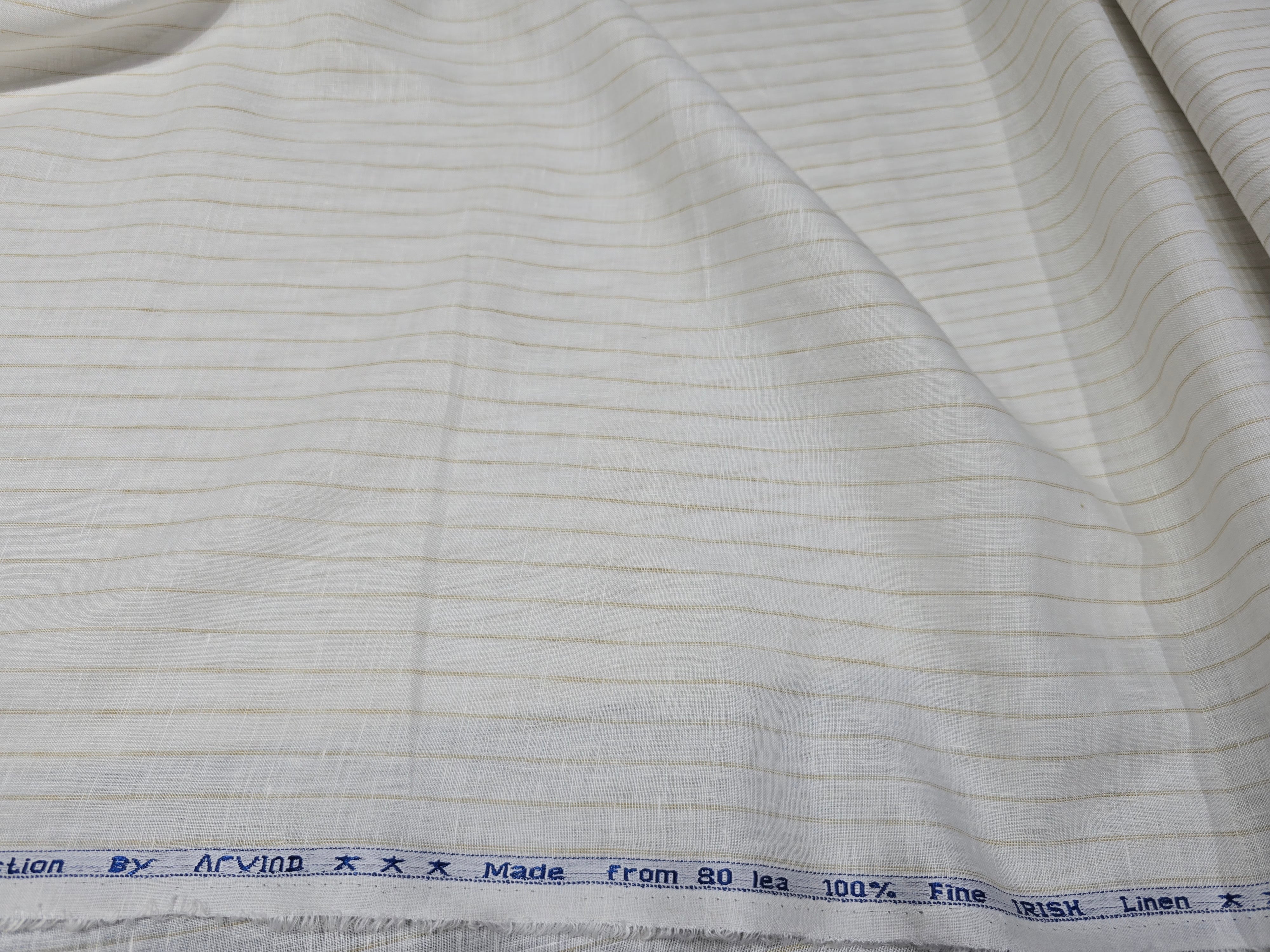 Arvind Men's Pure Linen 80 LEA Stripes Unstitched Shirting Fabric