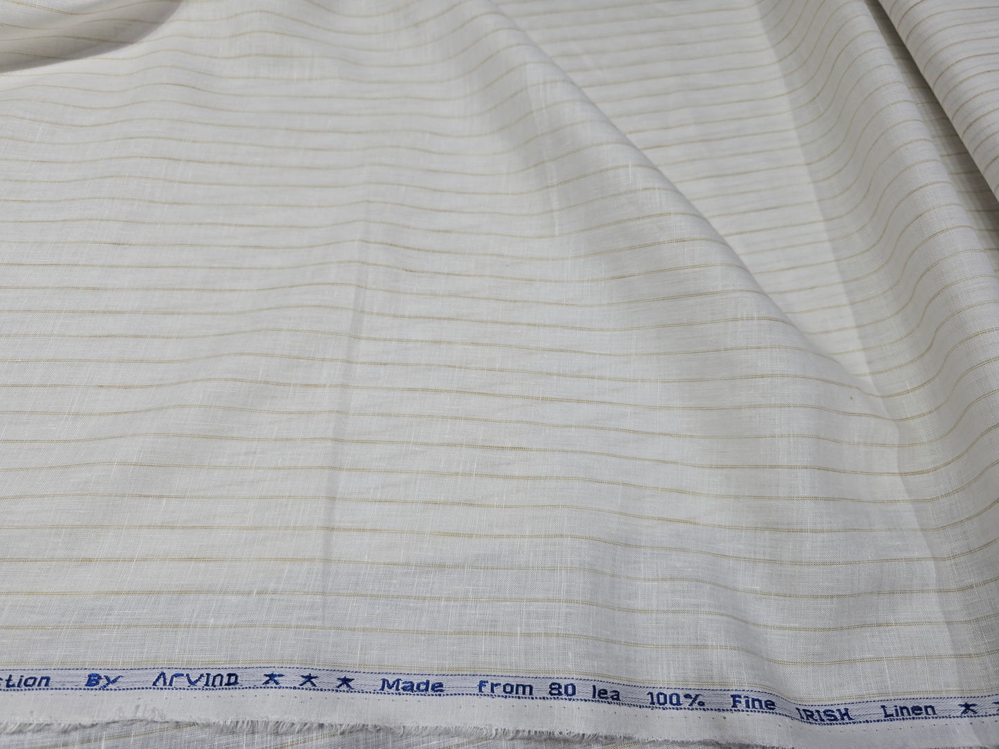 Arvind Men’s Pure Linen 80 LEA Stripes Unstitched Shirting Fabric.