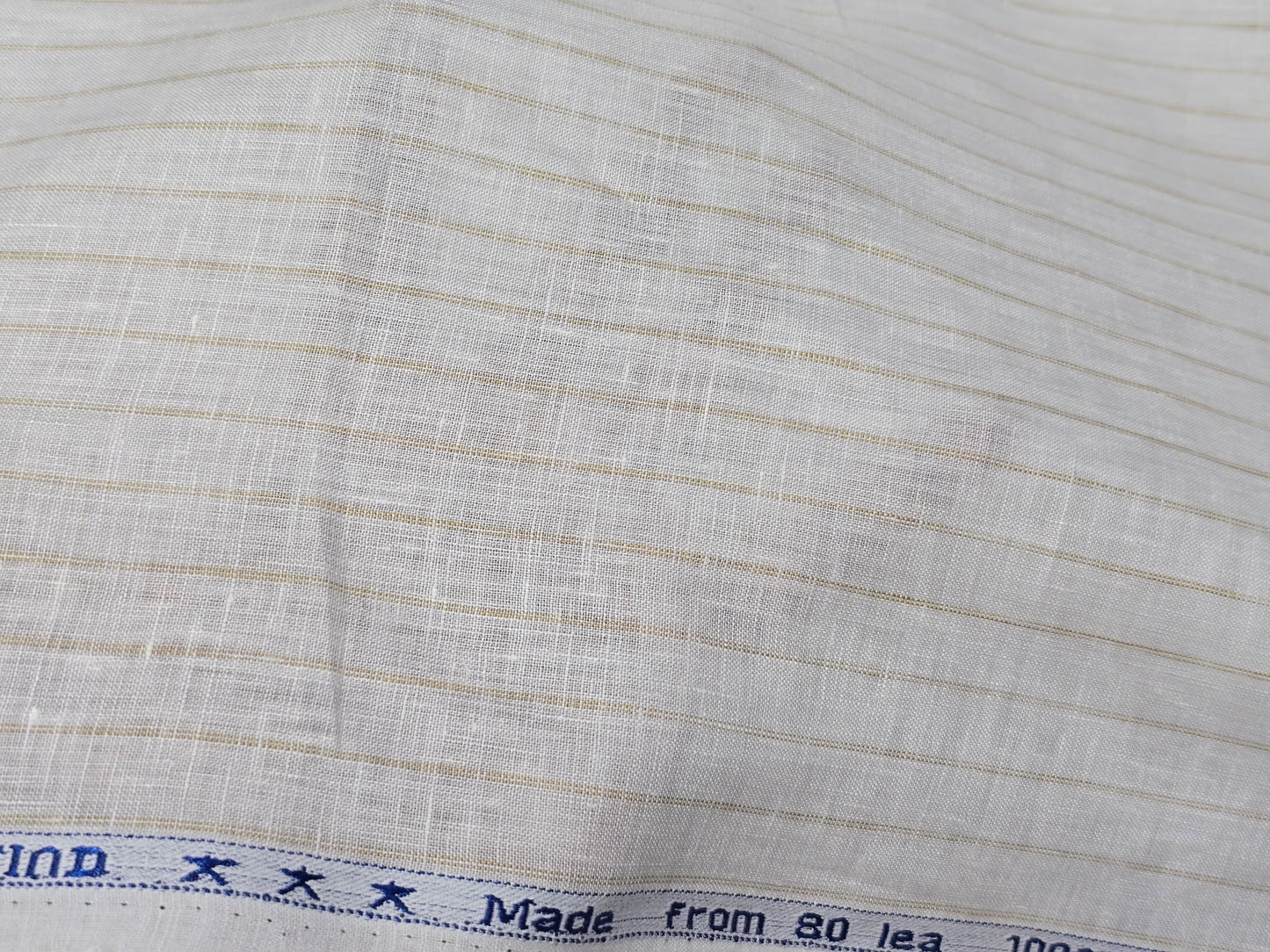 Arvind Men’s Pure Linen 80 LEA Stripes Unstitched Shirting Fabric.