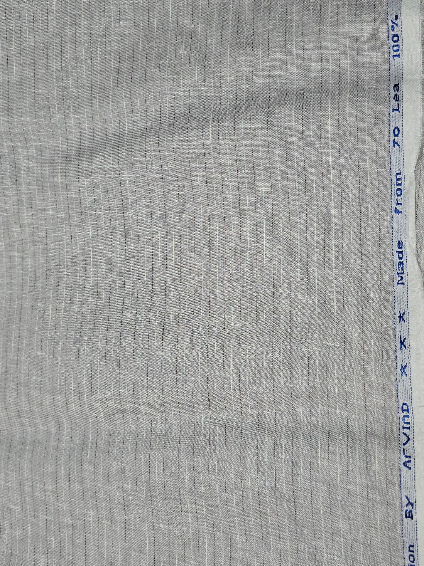 Arvind Men’s Pure Linen 70 LEA Stripes Unstitched Shirting Fabric.