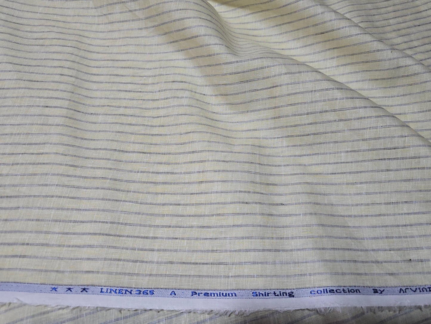 Arvind Men’s 100% Linen 70 LEA Stripes Unstitched Shirting Fabric.