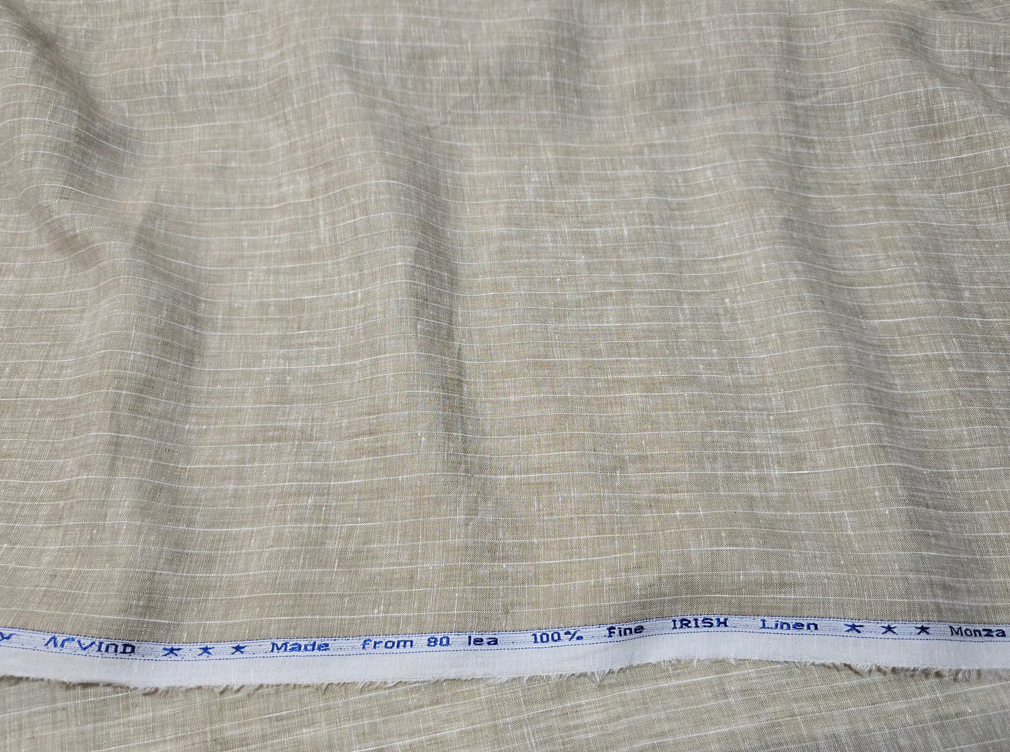 Arvind Men’s 100% Linen 80 LEA Stripes Unstitched Shirting Fabric.