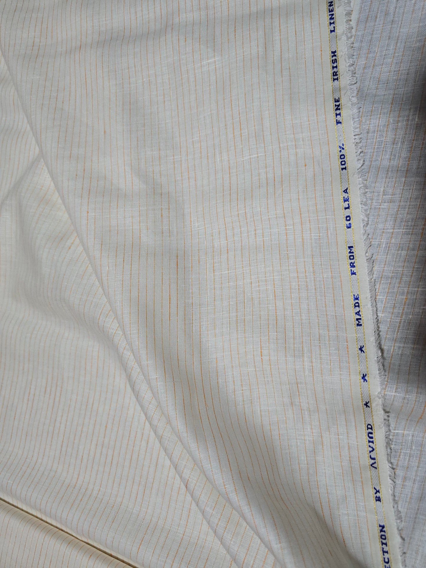 Arvind Men’s Pure Linen 60 LEA Stripes Unstitched Shirting Fabric.