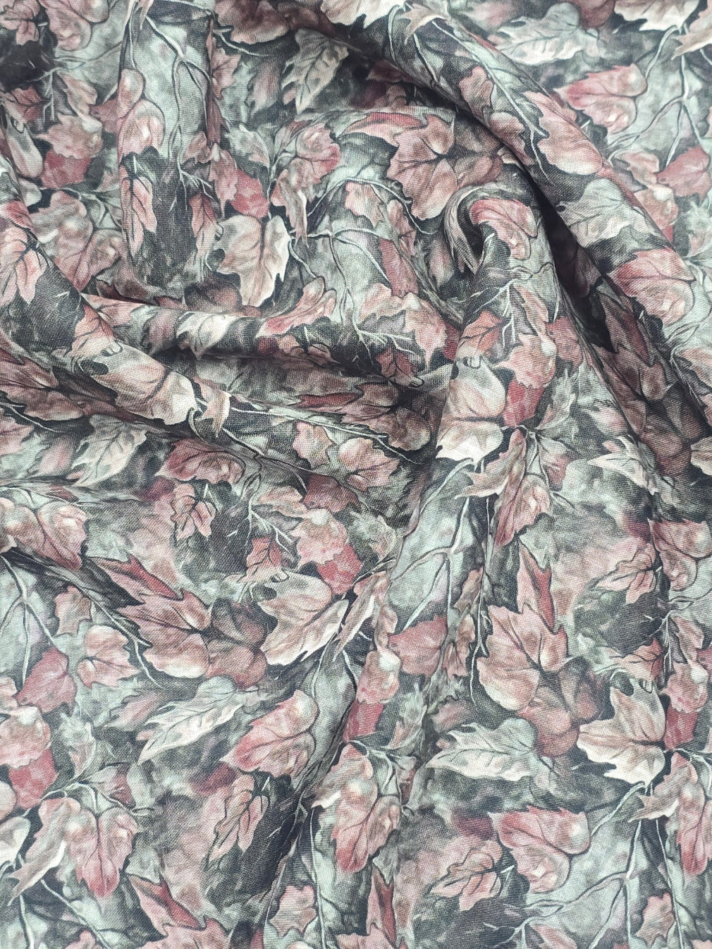 Linen Club Autumn Leaf Print Shirting – 100% Linen