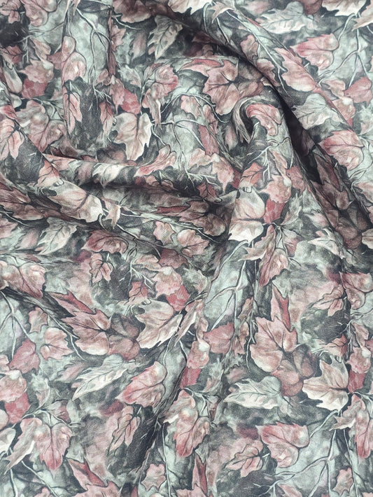 Linen Club Autumn Leaf Print Shirting – 100% Linen