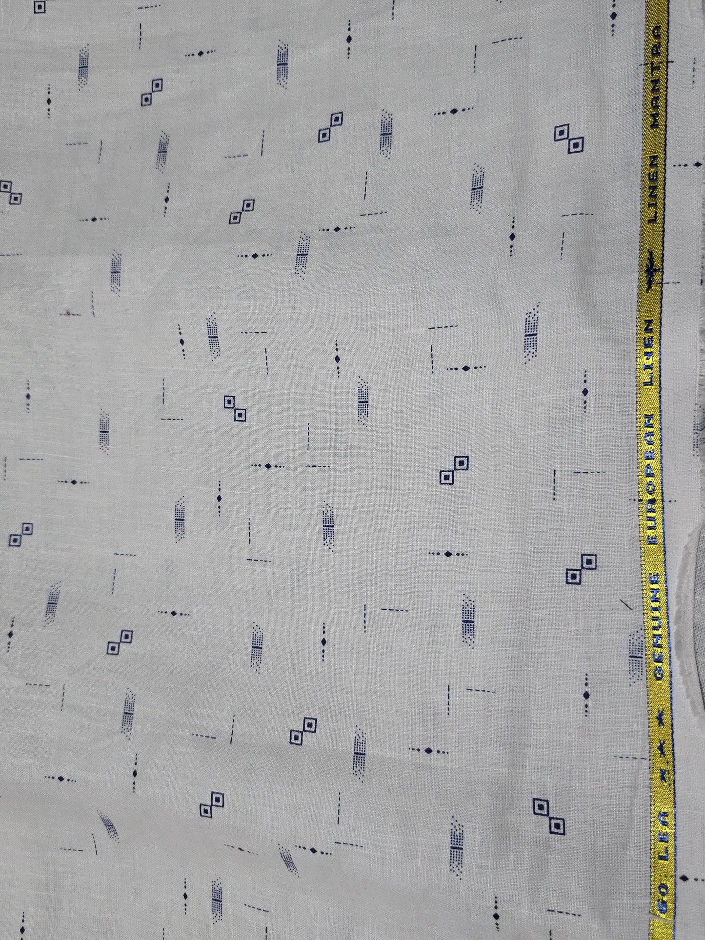 European Linen Pure Linen 60 LEA printed  Unstitched Shirting Fabric.