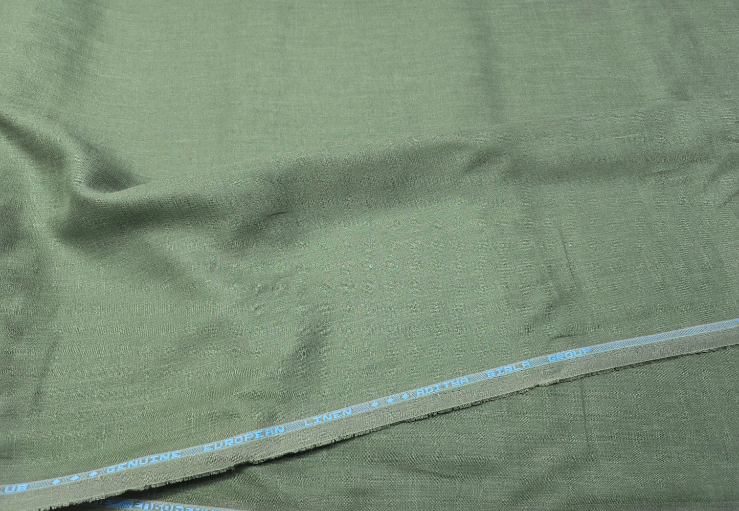 Aditya Birla Linen Club 100% Genuine European Linen 60Lea green plain shirting fabric