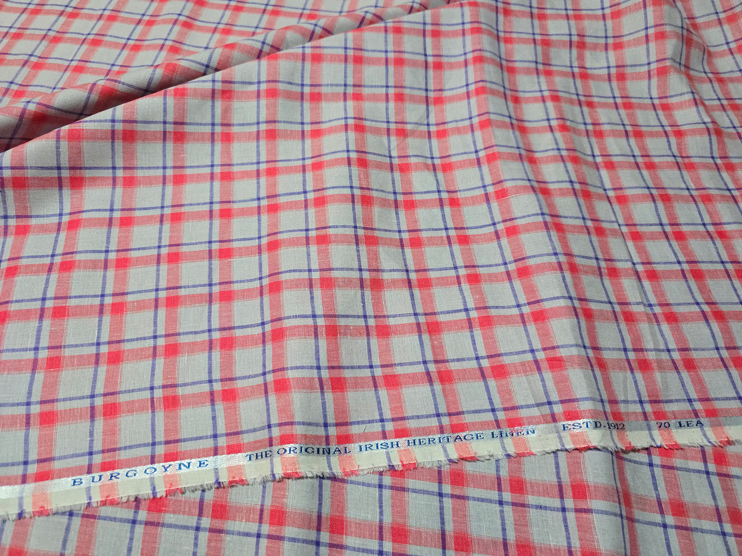 Burgoyne Men’s Pure Linen 70 LEA Broad checks Unstitched Shirting Fabric.