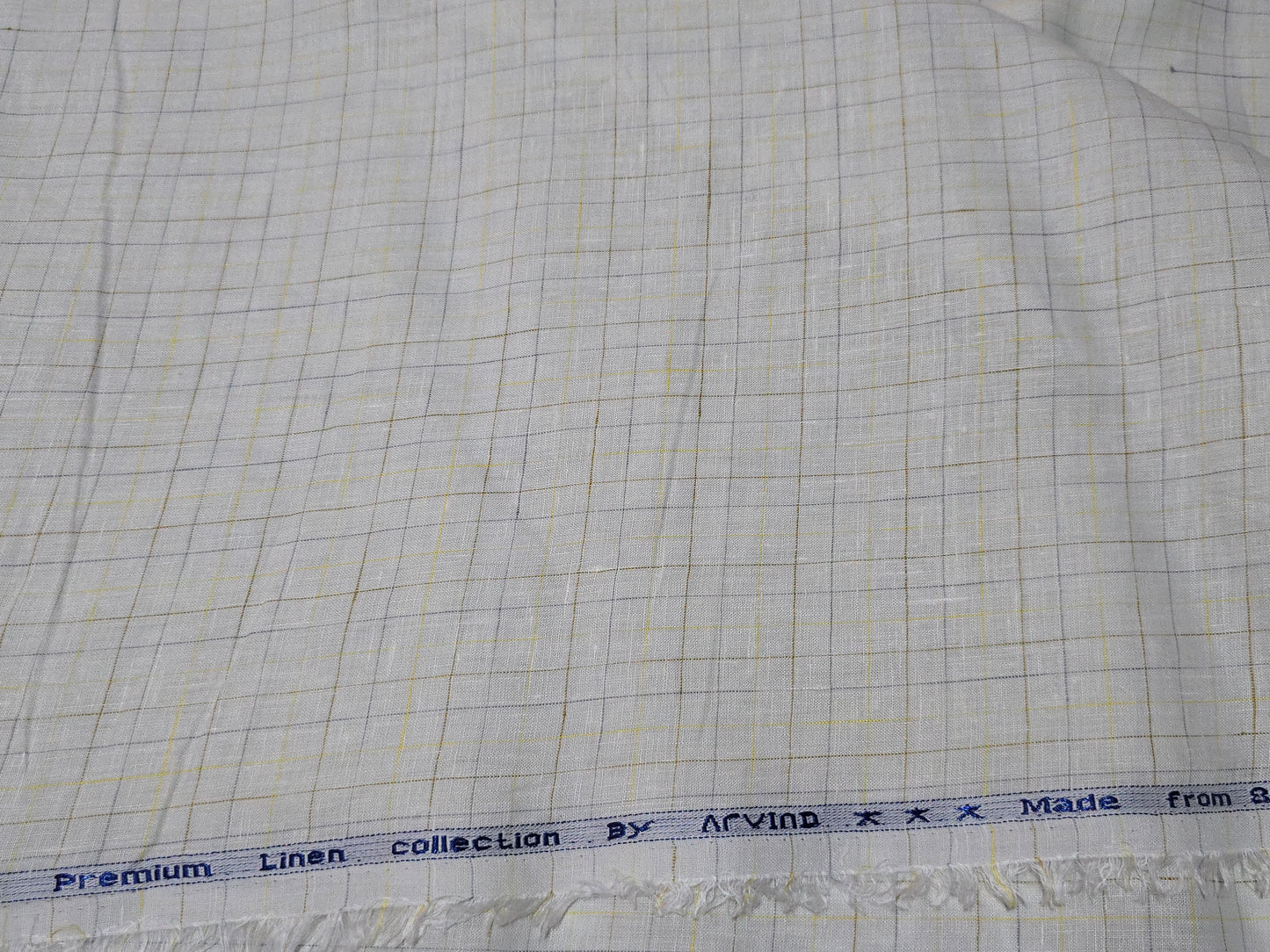 Arvind Men’s Pure Linen 80 LEA checks on  Unstitched Shirting Fabric.