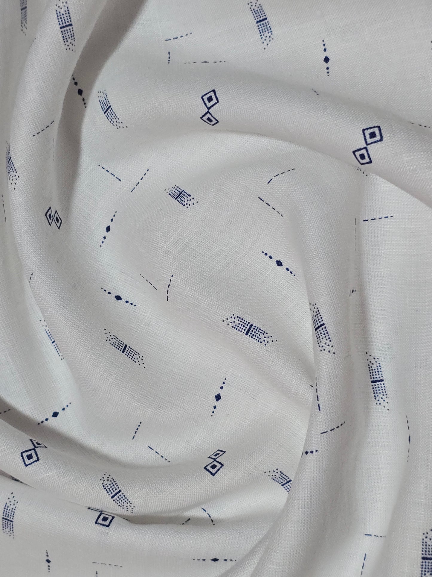 European Linen Pure Linen 60 LEA printed  Unstitched Shirting Fabric.