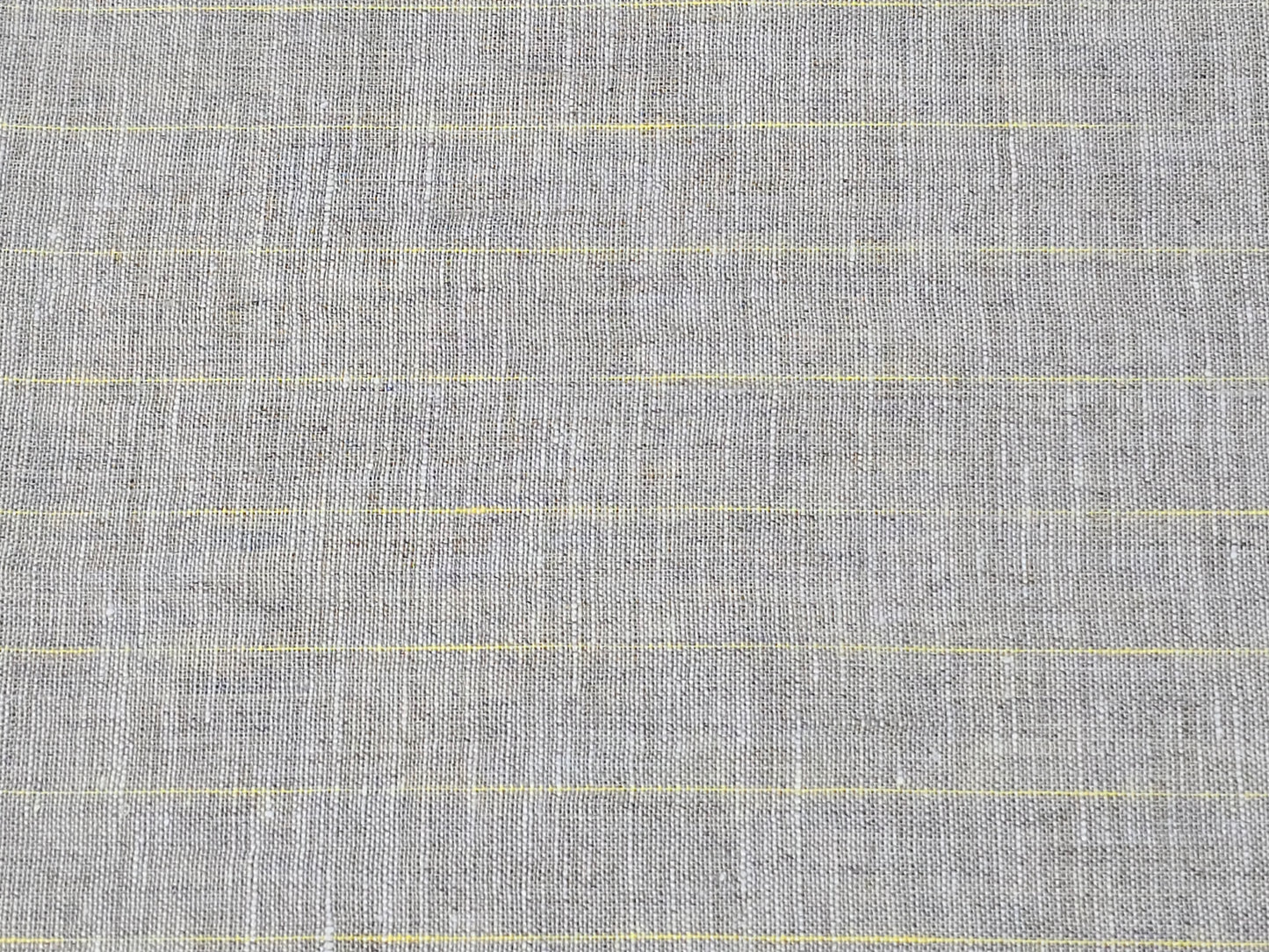 Raymond 100% Linen 60 lea yellow stripes on natural colour background shirting fabric