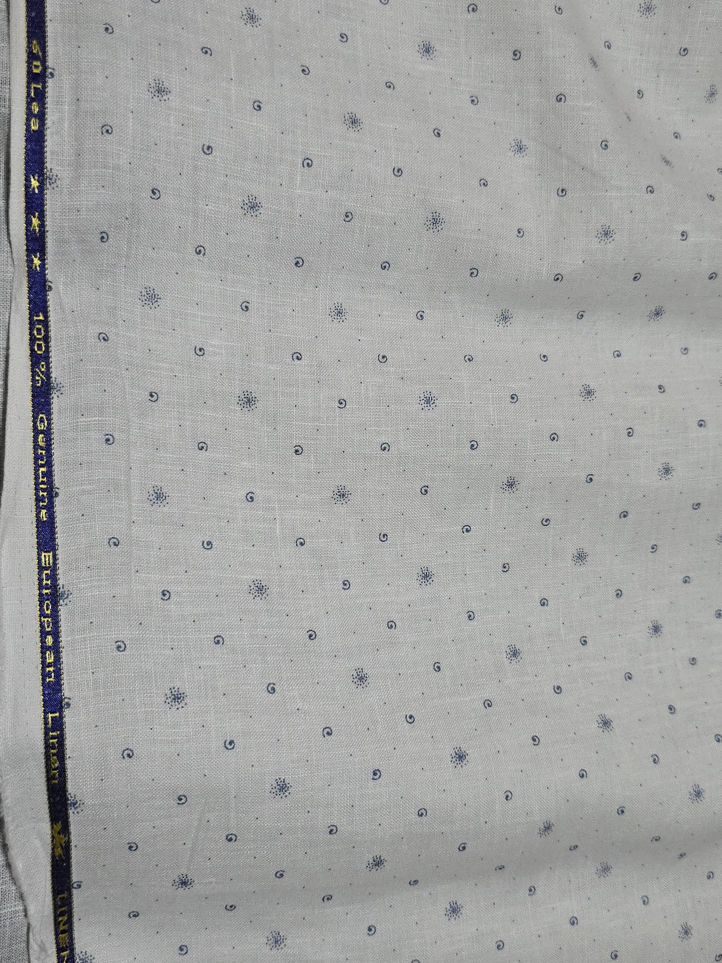 European Linen Men’s Pure Linen 60 LEA Printed  Unstitched Shirting Fabric.